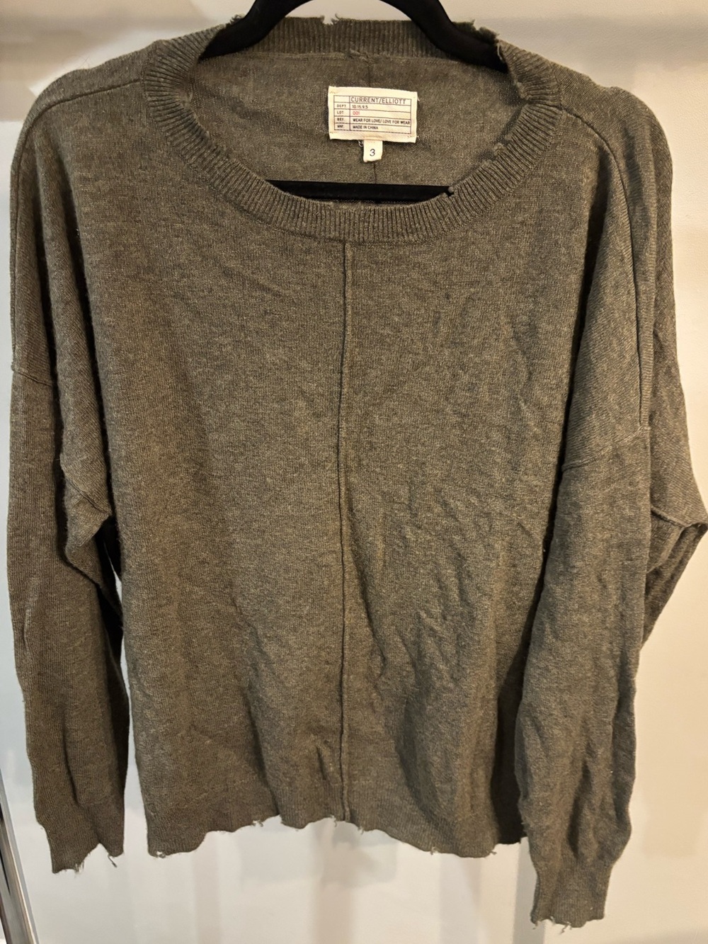 Current/Elliott Olive cashmere blend Crewneck Sweater- size 3 - L/10